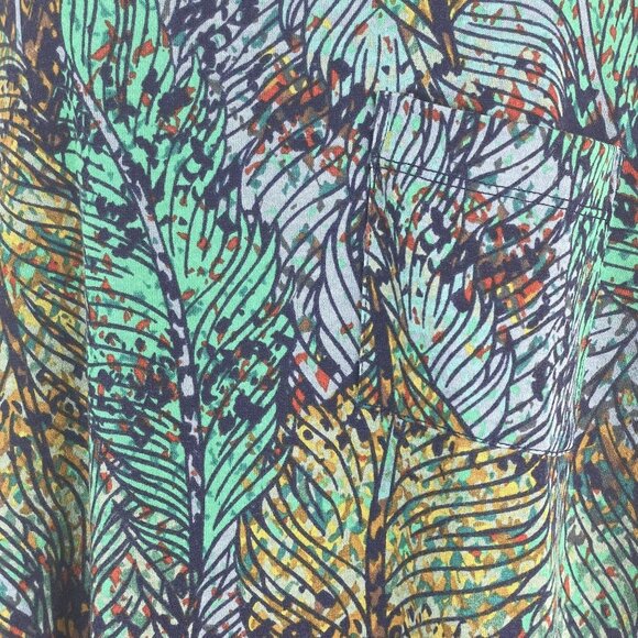 LulaRoe Womens Bird Feather Print Carly Midi Shirt Dress Large Pullover Comfy - Picture 3 of 10